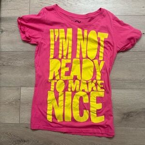 Dixie Chicks Women’s T-Shirt in Pink with Yellow Print SZ XL